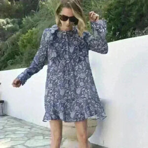 EUC Annie Bing Floral Print Mini Dress Sz XS